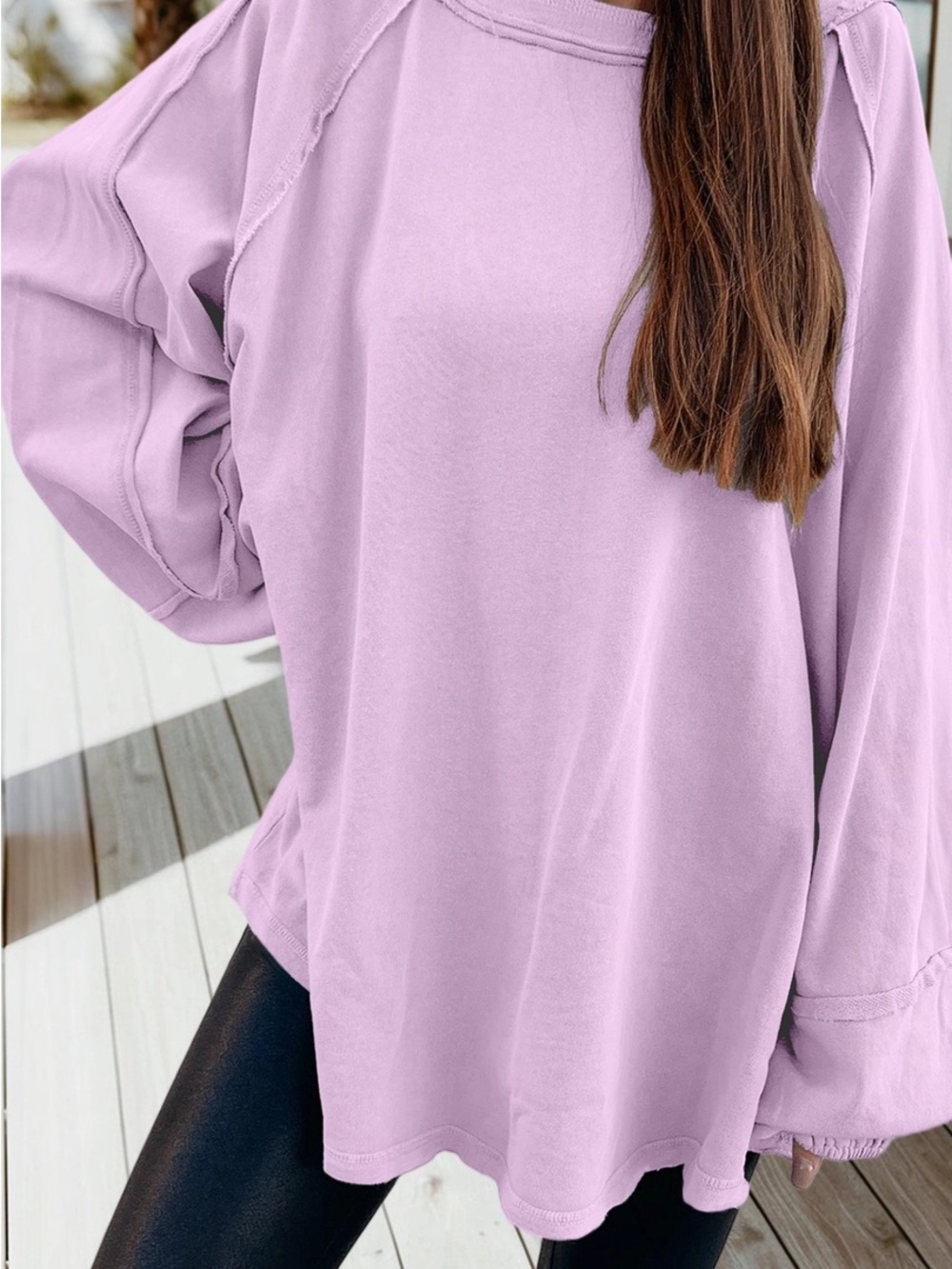 Women's Lavender Oversized Long Sleeve Sweatshirt
